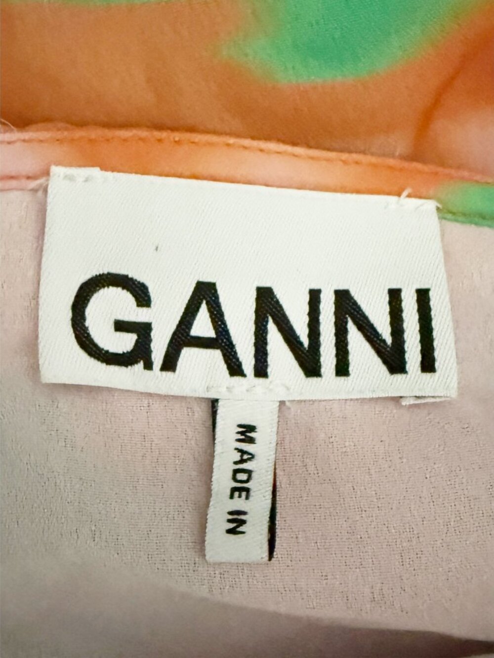GANNI Printed Lightweight Crepe Georgette Slip Maxi Dress Abstract Orange - Picture 10 of 15